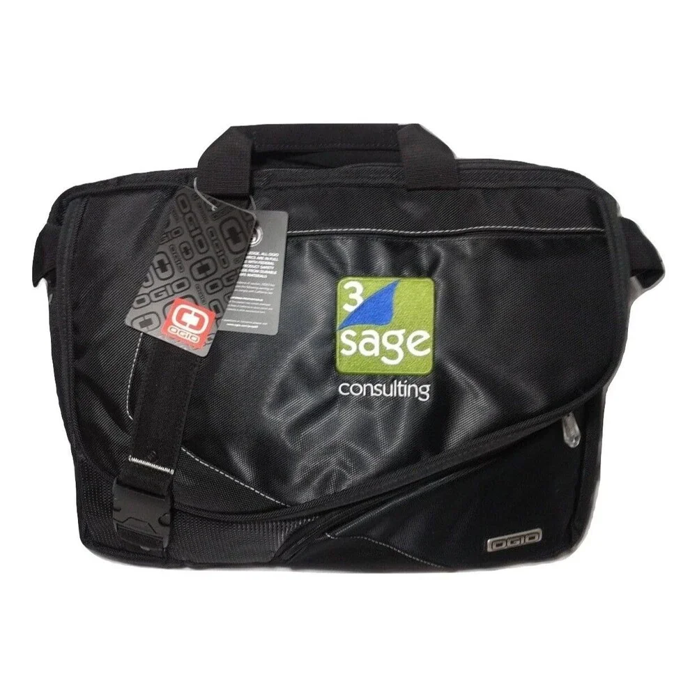 OGIO Voyager Messenger Bag 117023-fits Laptop, MacBk- 3 Sage Consulting embossed